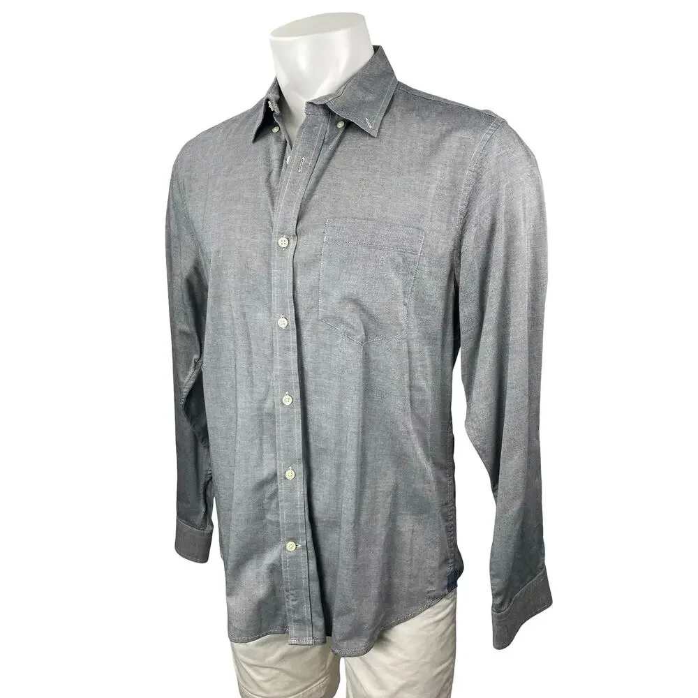 Banana Republic Gray Collared Long Sleeve Chest Pocket Button Down Shirt Top L